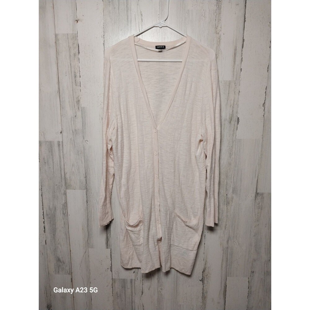 Torrid Tunic Cardigan Plus Size 2X Peach V Neck Lightweight Longline Pockets